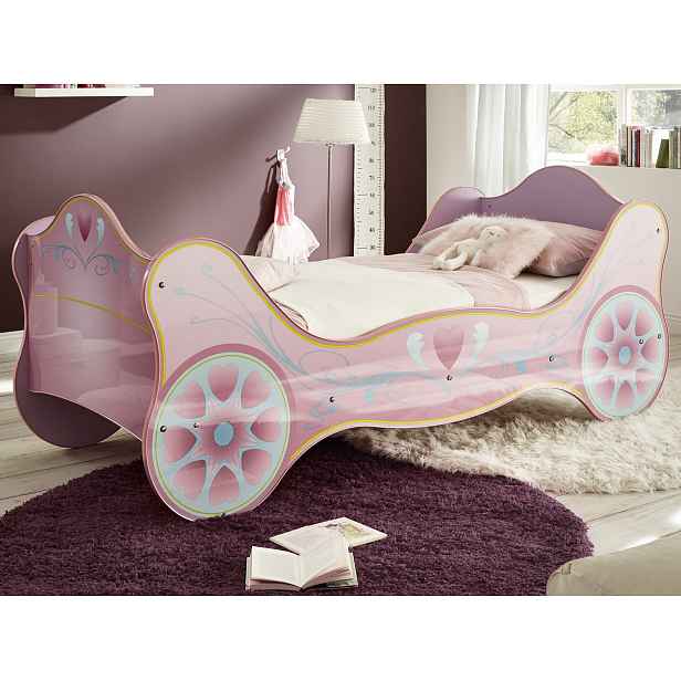 Dětská postel Sissy 90x200 cm, lila královský kočár