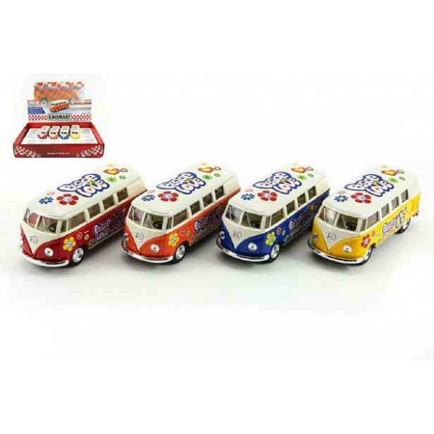 Teddies Autobus Kinsmart Volkswagen Classical kov 13cm na zpětné natažení žluto/bílý