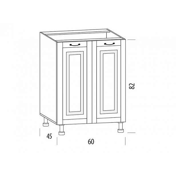 GISTOLA, dolní skříňka 60H/2D, korpus bílý, dvířka bílé MDF