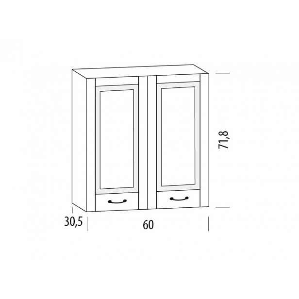 GISTOLA, horní skříňka 60B/2D, korpus šedý, dvířka šedé MDF