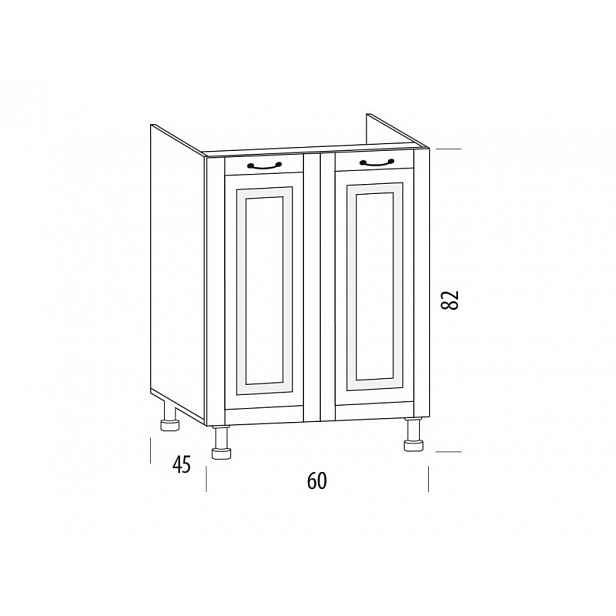 GISTOLA, dolní skříňka dřezová 60HM/2D, korpus šedý, dvířka šedé MDF