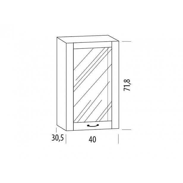 GISTOLA, horní skříňka prosklená 40BB, korpus bílý, dvířka bílé MDF