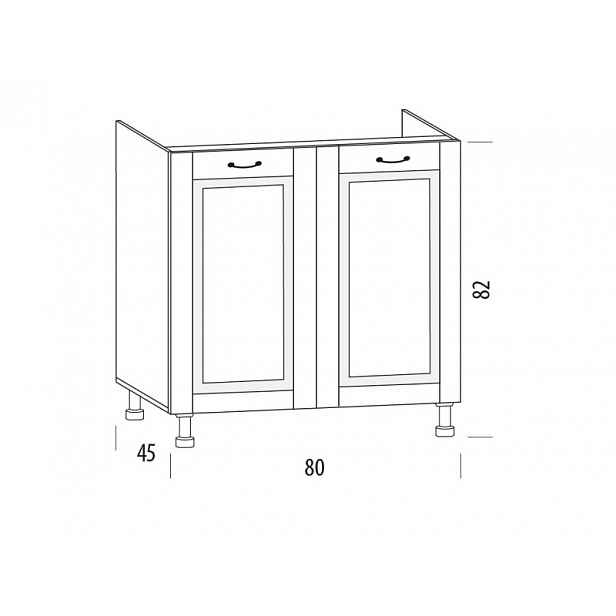 GISTOLA, dolní skříňka dřezová 80HM, korpus bílý, dvířka bílé MDF