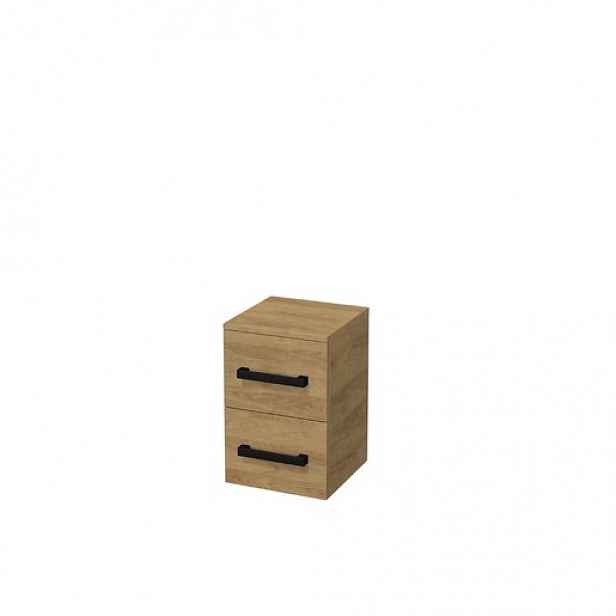 Koupelnová skříňka nízká s černou úchytkou SAT Cube Way 32,5x63x20 cm dub Hickory mat CUBE3CN32DH