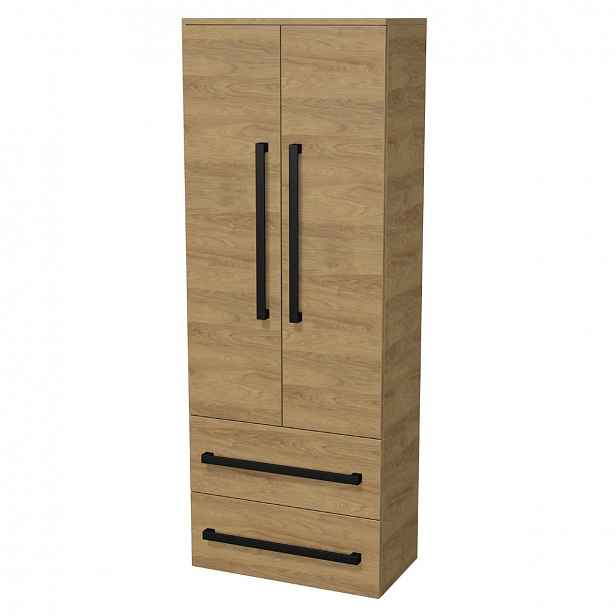 Koupelnová skříňka nízká s černou úchytkou SAT Cube Way 32,5x63x20 cm dub Hickory mat CUBE3CV60DH