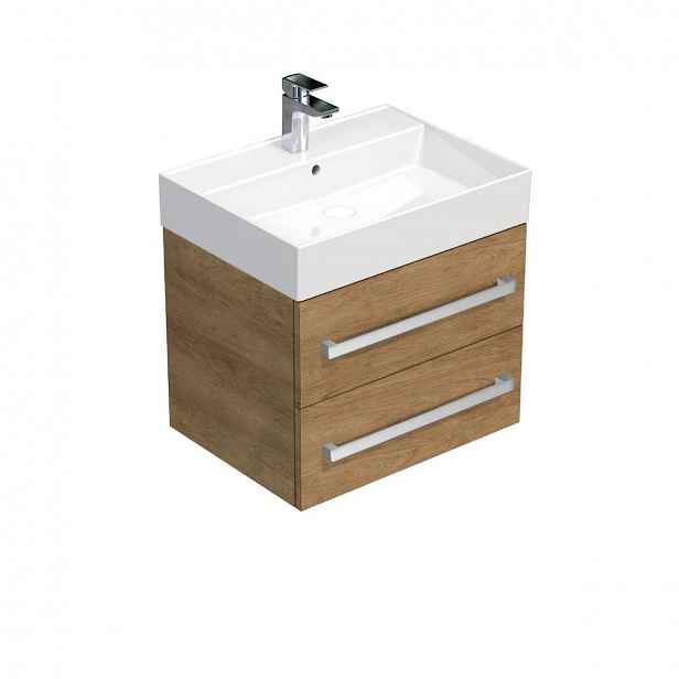 Koupelnová skříňka s umyvadlem SAT Cube Way 60x47,5x46 cm dub Hickory CUBE46602DHSAT