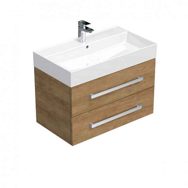 Koupelnová skříňka s umyvadlem SAT Cube Way 80x47,5x46 cm dub Hickory CUBE46802DHSAT