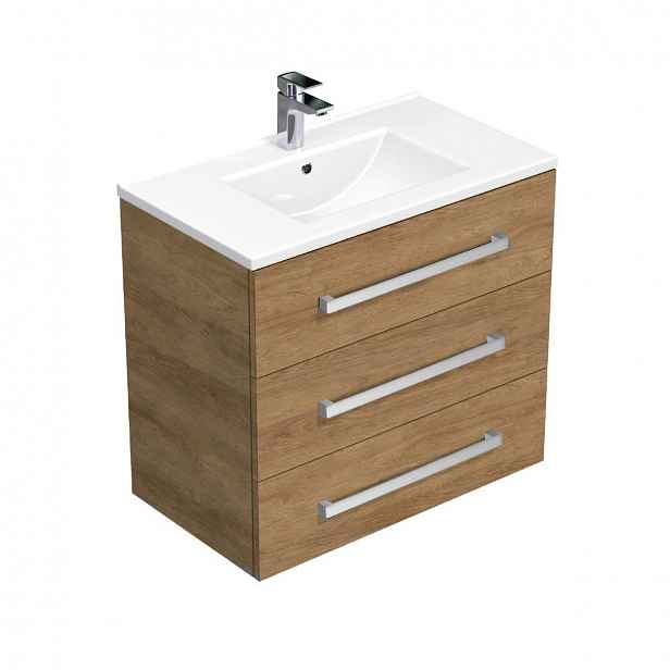 Koupelnová skříňka s umyvadlem SAT Cube Way 80x71x46 cm dub Hickory CUBE46803DHMOD