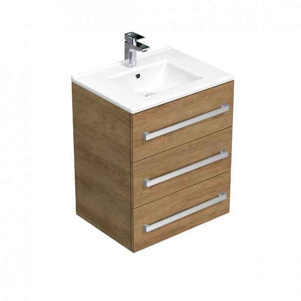 Koupelnová skříňka s umyvadlem SAT Cube Way 60x71x46 cm dub Hickory CUBE46603DHMOD