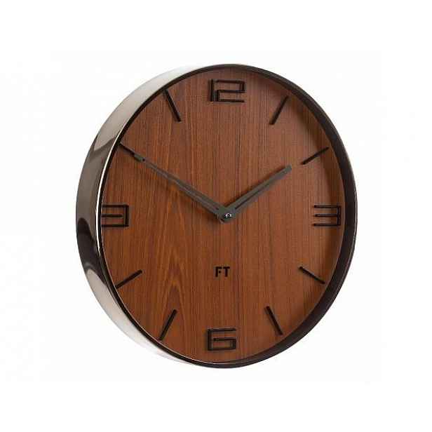 Designové nástěnné hodiny Future Time FT3010TT Flat walnut titanium 30cm