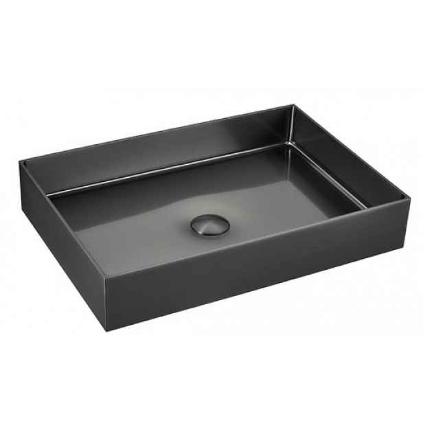 Umyvadlo na desku v barvě gun metal SAT Aurum 55x38 cm bez přepadu SATAUR5538BGM