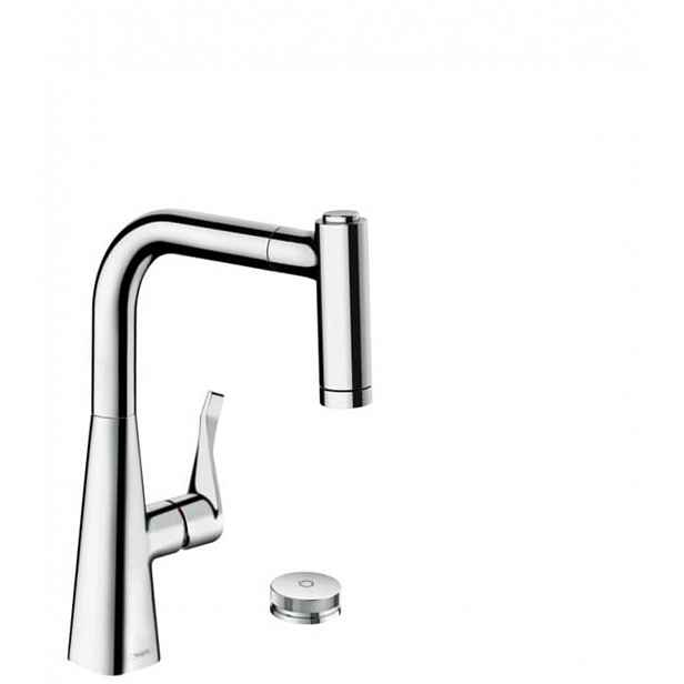 Dřezová baterie Hansgrohe Metris s vytahovací sprškou, 2 proudy chrom 73805000