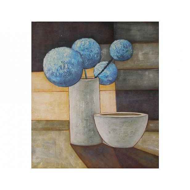 Obraz - Modré kulaté květy 60 cm x 50 cm