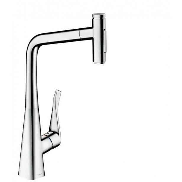 Dřezová baterie Hansgrohe Metris s vytahovací sprškou, 2 proudy chrom 73816000