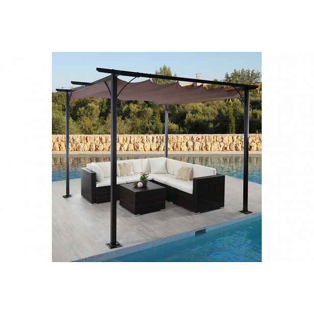 Pergola se stahovací střechou 3,5x3,5 m Dekorhome Šedá