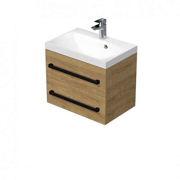 Koupelnová skříňka s umyvadlem SAT Cube Way 60x71x40 cm dub Hickory mat CUBE2C60ZDH