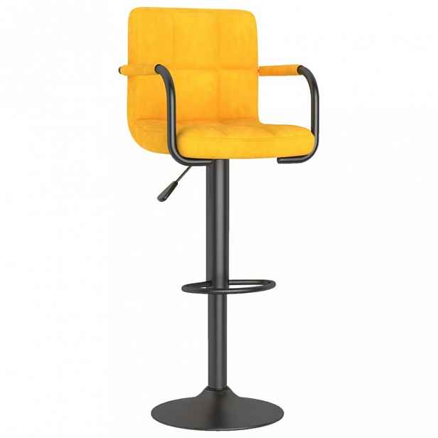 Barová židle samet / kov Žlutá