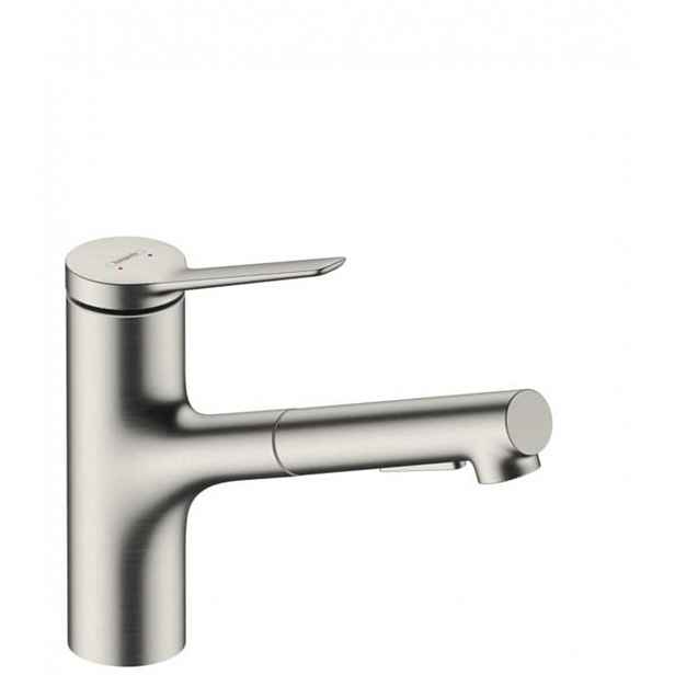 Dřezová baterie Hansgrohe Zesis s vytahovací sprškou, 2 proudy nerez 74803800