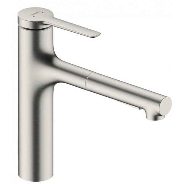 Dřezová baterie Hansgrohe Zesis s vytahovací sprškou, 2 proudy nerez 74804800