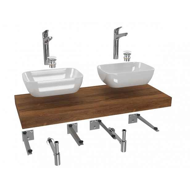 Cenově zvýhodněný koupelnový set Hansgrohe s deskou pod umyvadlo Dolce 120x8x50 cm dub charleston KSETDO20