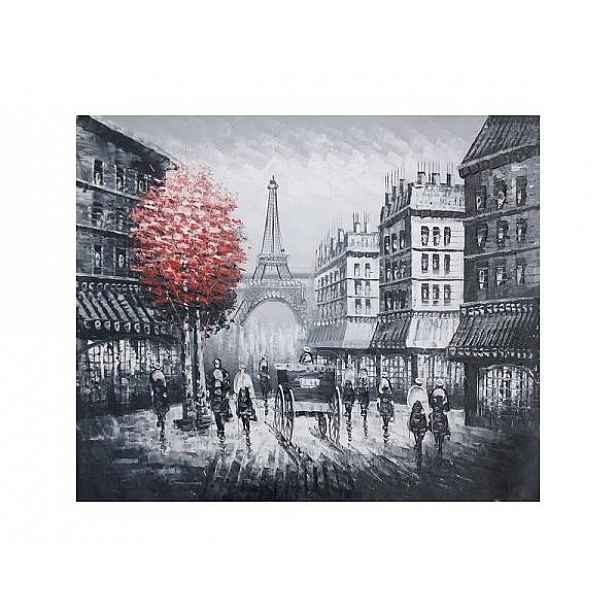 Obraz - Paříž s červeným stromem 90 cm x 120 cm