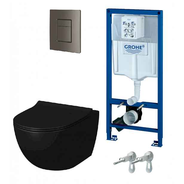 Komplet Grohe+Vitra WC+sed matná černá