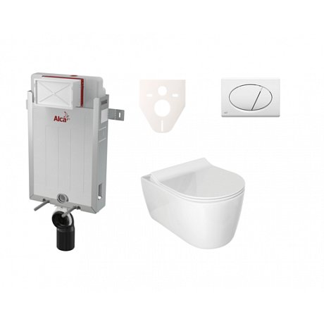 Závěsný set WC ALFA rim-ex, nádržka Alcaplast Renovmodul, tlačítko bílé SIKOAA1