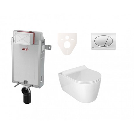 Závěsný set WC ALFA rim-ex, nádržka Alcaplast Renovmodul, tlačítko chrom lesk SIKOAA2