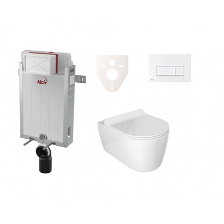 Závěsný set WC ALFA rim-ex, nádržka Alcaplast Renovmodul, tlačítko bílé SIKOAA7