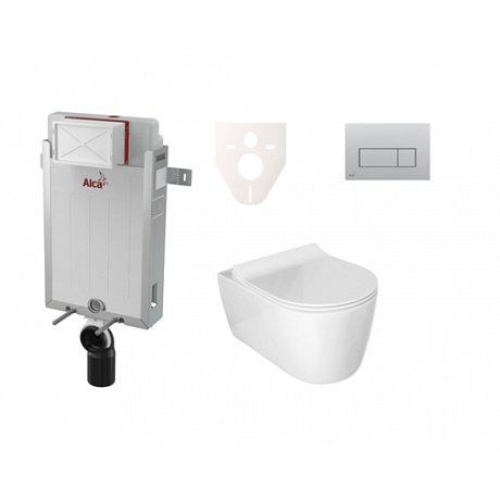 Závěsný set WC ALFA rim-ex, nádržka Alcaplast Renovmodul, tlačítko chrom mat SIKOAA9