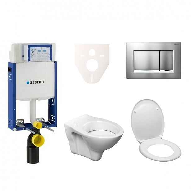 Závěsný set WC S-line + modul Geberit Kombifix s tlačítkem Sigma 30 (chrom mat/lesk) 110.302.00.5 ND7