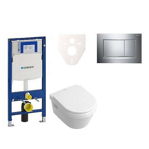 Závěsný set WC Villeroy & Boch Omnia Architectura + modul Geberit Duofix s tlačítkem Sigma 30 (chrom lesk/mat) 111.300.00.5 NB6