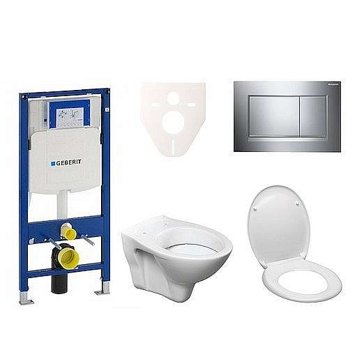 Závěsný set WC S-line + modul Geberit Duofix s tlačítkem Sigma 30 (chrom lesk/mat) 111.300.00.5 ND6