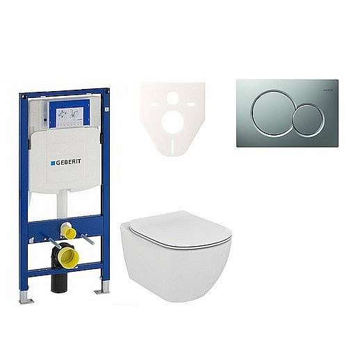 Závěsný set WC Ideal Standard Tesi + modul Geberit Duofix s tlačítkem Sigma 01 chrom mat 111.300.00.5 NF3