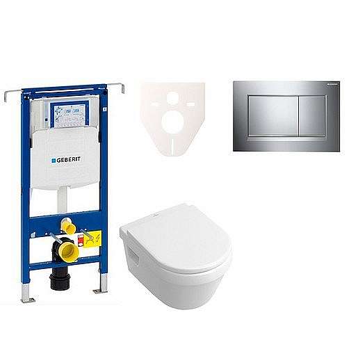 Závěsný set WC Villeroy & Boch Omnia Architectura + modul Geberit Duofix Speciál s tlačítkem Sigma 30 (chrom lesk/mat) 111.355.00.5 NB6