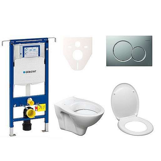 Závěsný set WC S-line + modul Geberit Duofix Speciál s tlačítkem Sigma 01 chrom mat 111.355.00.5 ND3