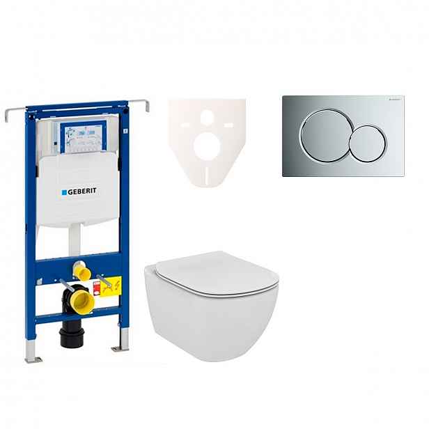 Závěsný set WC TESI Rimless + modul Geberit Duofix Speciál s tlačítkem Sigma 01 chrom 111.355.00.5 NE2