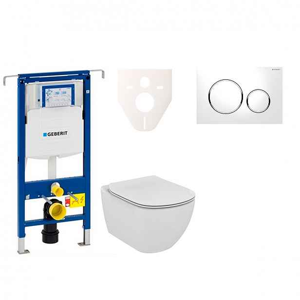 Závěsný set WC TESI Rimless + modul Geberit Duofix Speciál s tlačítkem Sigma 20 (bílá/chrom lesk) 111.355.00.5 NE4