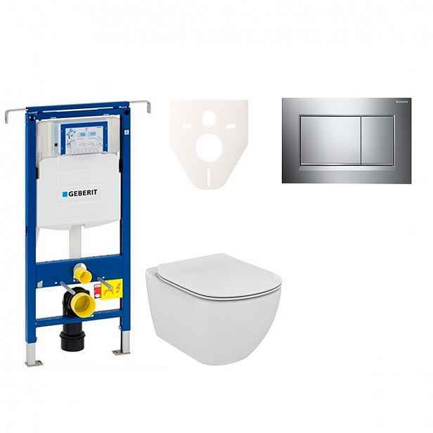 Závěsný set WC TESI Rimless + modul Geberit Duofix Speciál s tlačítkem Sigma 30 (chrom lesk/mat) 111.355.00.5 NE6