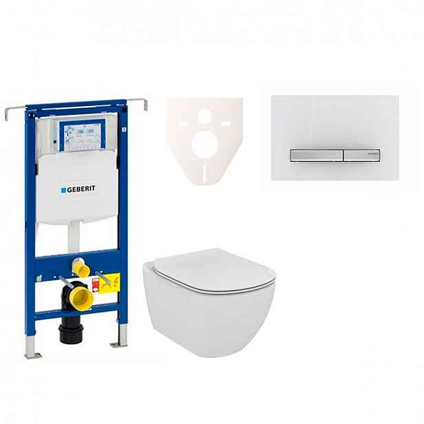 Závěsný set WC TESI Rimless + modul Geberit Duofix Speciál s tlačítkem Sigma 50 (alpská bílá) 111.355.00.5 NE8