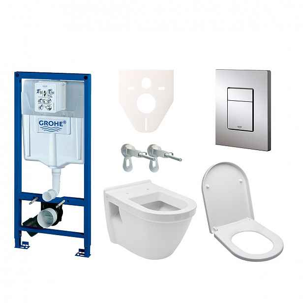 Závěsný set WC Vitra S50 + modul Grohe Rapid SL s tlačítkem Grohe Cosmo (chrom) 38528SET-KH