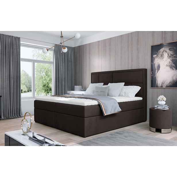 Boxspring BARBARIO 11 140x200, tmavě hnědá látka