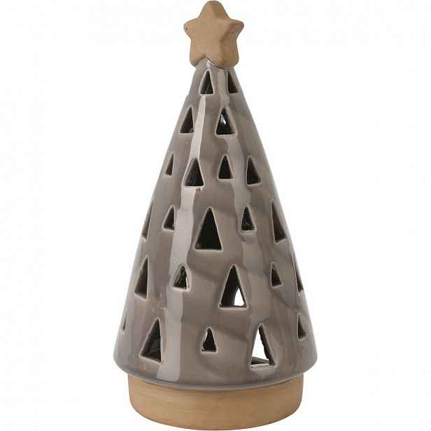 Porcelánový svícen na čajovou svíčku Christmas tree hnědá, 10 x 20 cm