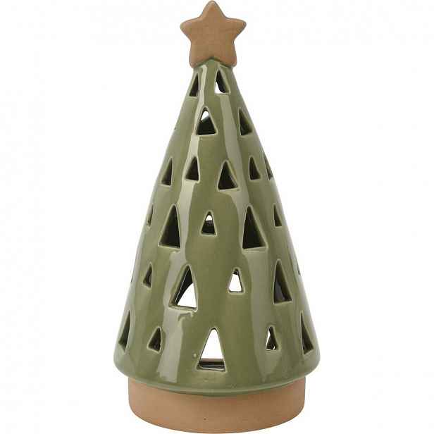 Porcelánový svícen na čajovou svíčku Christmas tree zelená, 10 x 20 cm